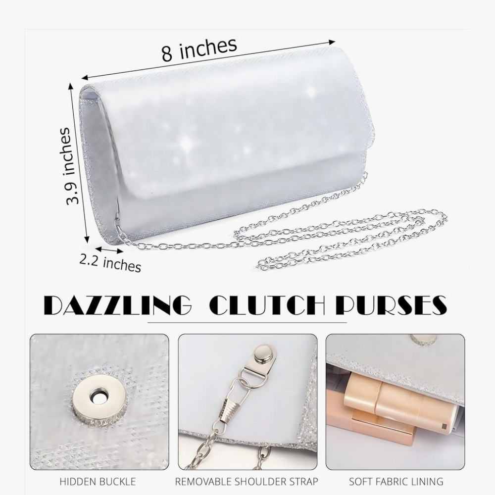 Elegant Silver Clutch Purse